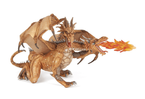 Papo figurina dragon cu doua capete auriu papo38938