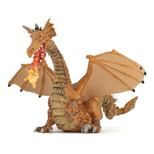 Papo figurina dragon auriu inaripat cu flacara papo39095