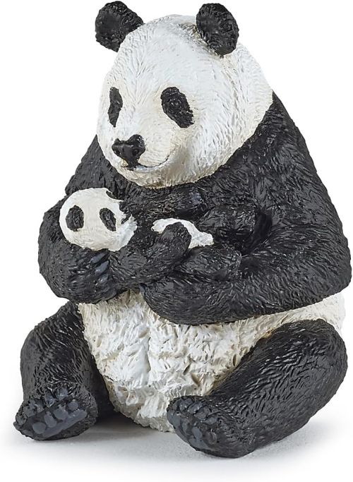Papo figurina urs panda sezand cu pui in brate papo50196