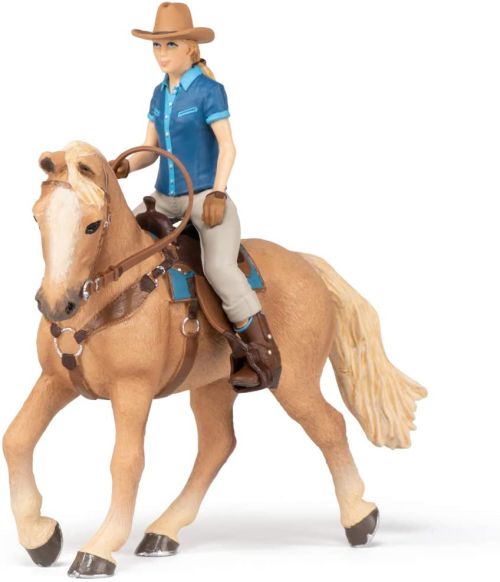 Figurina set cowgirl (vacarita) pe cal usa papo51566