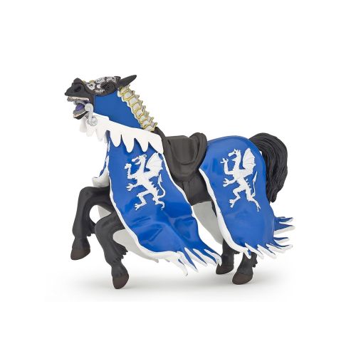 Figurina calul regelui cu blazon dragon albastru papo39389