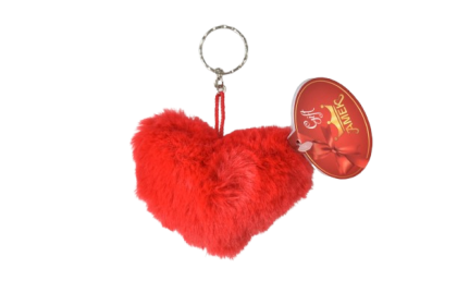 Breloc cheie inima shaggy 3 col 8cm 092014