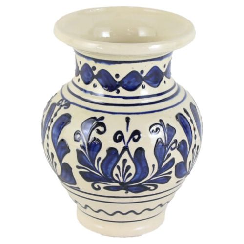 Vaza ceramica de corund pictat cu motive traditionale 15 cm