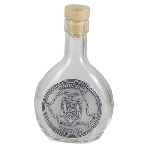 Plosca cu dop  decor embosat harta Romaniei 200 ml
