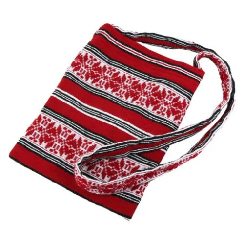 Traista cu baier artizanat rosu 30x22cm