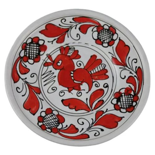 Farfurie ceramica rosu negru 13cm