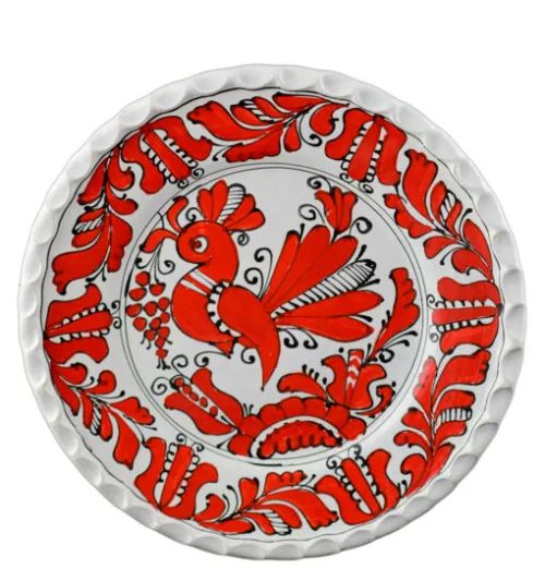 Farfurie ceramica rosu-negru 21cm