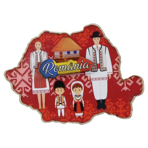 Magnet frigider din lemn Romania 10x8cm harta Romaniei
