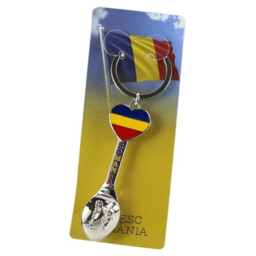 Breloc din metal Romania lingurita 7 cm dansatori 989h