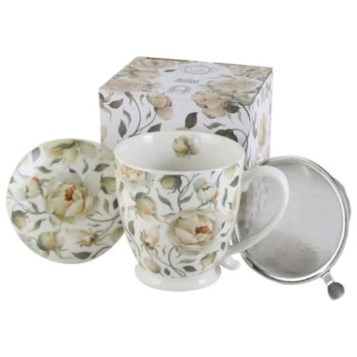 Cana portelan english roses white 510ml