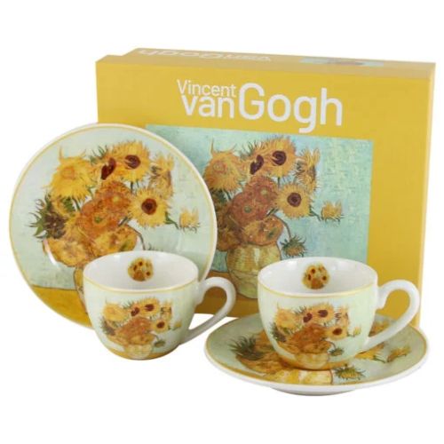Set 2 cesti espresso farfurii din portelan 110ml sunflower