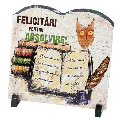 Placa ardezie carte felicitari pentru absolvire 20x19 cm