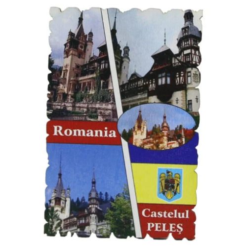 Magnet frigider din lemn 6x9 cm Castelul Peles mgs175