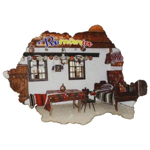 Magnet frigider din lemn harta Romaniei 9x6cm mgs019