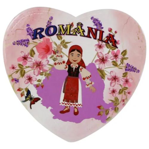 Magnet din ceramica Romania 8 cm romanca 40404