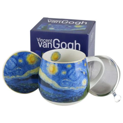 Cana portelan cu infuzor metalic si capac 430 ml starry nigh
