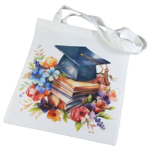 Sacosa textil toca cu flori 30x35 cm