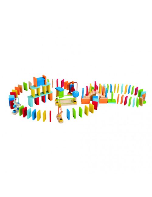Jucarie din lemn - domino dinam 100 piese e01042b