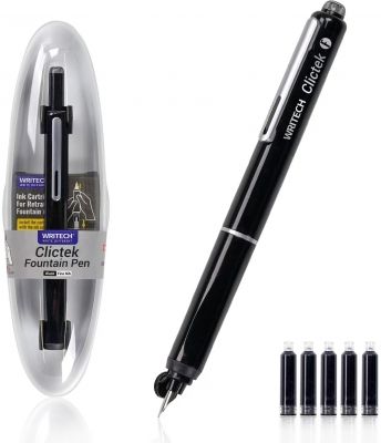 Stilou retract writech negru +5 patr albastre w-784/1-f-blue