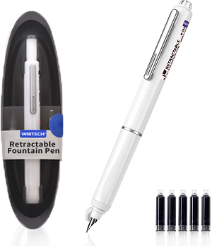 Stilou retract writech alb +5 patr albastre w-784/1-e-blue