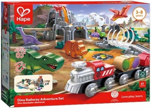 Jucarie din lemn - tren aventur? Dino 61p e3795a