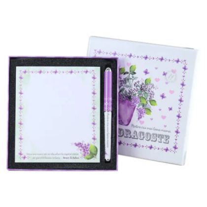 Set foi notite cu pix in cutie decorativa 223g