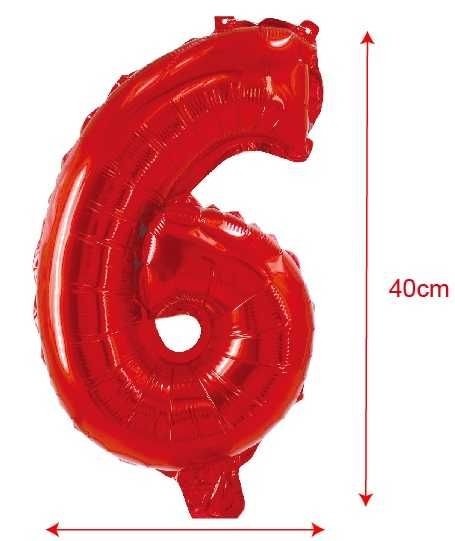 Balon mylar cifra 6 rosu 40cm fb0365