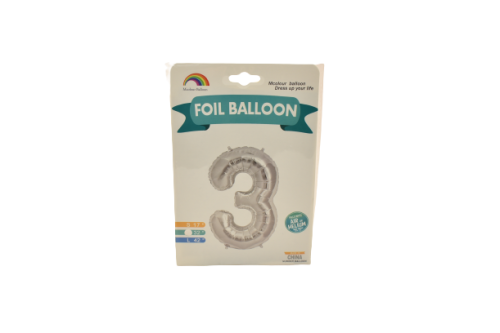 Balon folie argintiu cifra 3 76cm