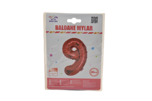 Balon mylar cifra 9 rosu 40cm fb0368