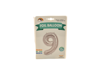 Balon folie argintiu cifra 9 76cm