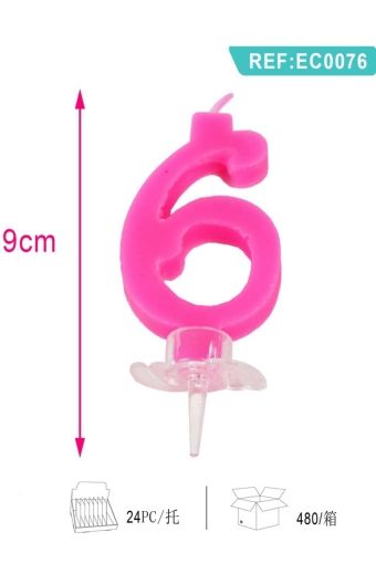 Lumanare aniversara ec0076 7cm cifra 6