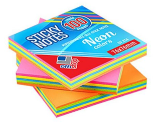 Notes adeziv neon 75x75mm multicolor 28678