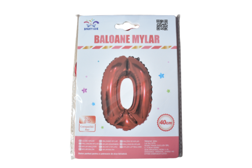 Balon mylar cifra 0 rosu 40cm fb0359