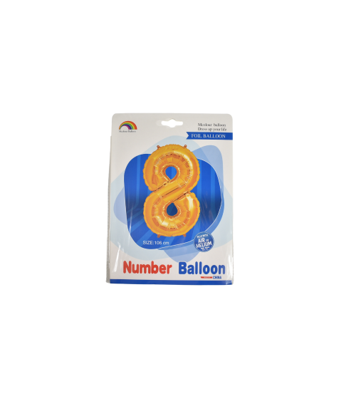 Balon folie auriu cifra 8 106cm