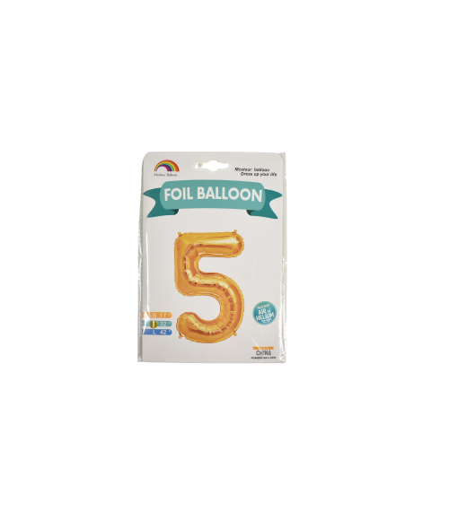 Balon folie auriu cifra 5 76cm