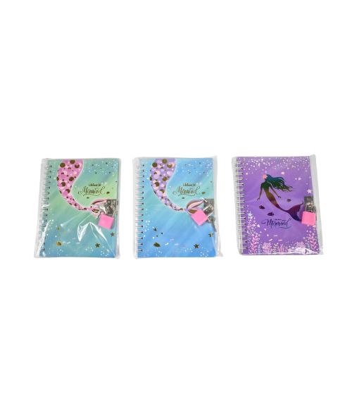 Agenda cu spirala si lacat mermaid 11x15cm 8113