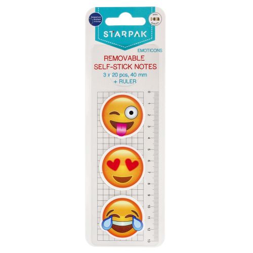 Notes adeziv emoticon 40mm+liniar 3x20/set 47287