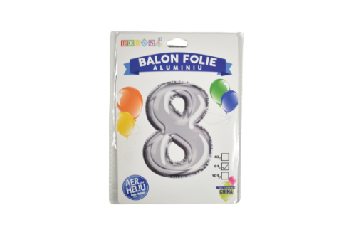 Balon folie aluminiu argintiu cifra 8 81cm