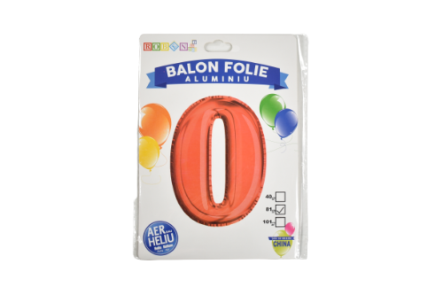 Balon folie aluminiu rosu cifra 0 81cm