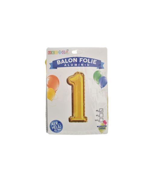 Balon folie aluminiu auriu cifra 1 40cm