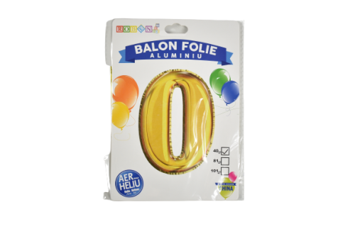 Balon folie aluminiu auriu cifra 0 40cm