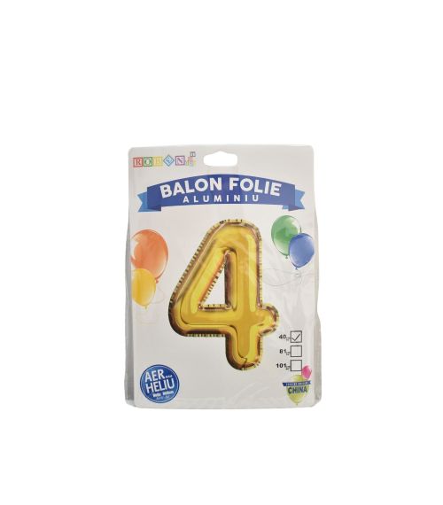Balon folie aluminiu auriu cifra 4 40cm
