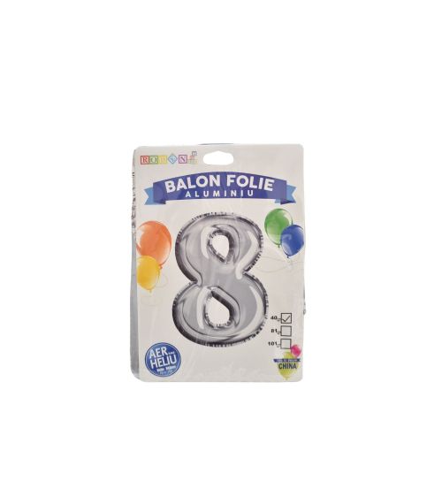 Balon folie aluminiu argintiu cifra 8 40cm