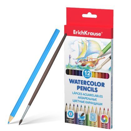 Creioane color 12/set acuarela cu pensula erich 50533