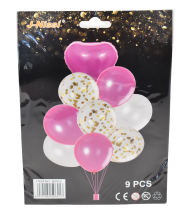 Set baloane(8buc+1buc inima folie)roz inchis/ivory n0002