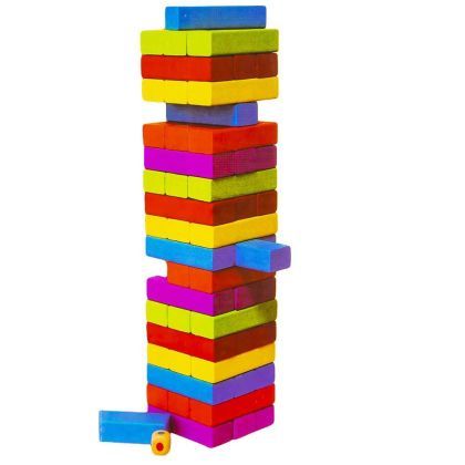 Joc de lemn colorat turnul cazator 54 pcs 2522c