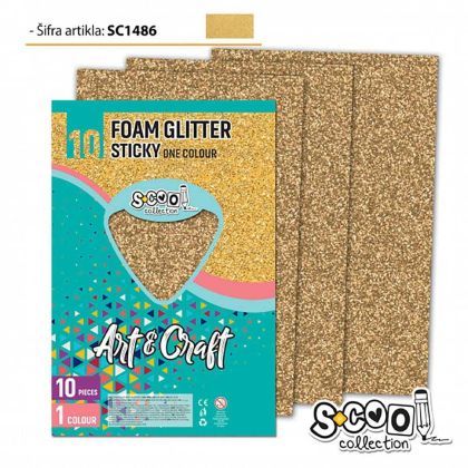 Hartie buretata adeziva glitter auriu inchis sc148 / coala