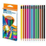 Creioane Color cu Radieră, 12 Culori/Set, SC1481