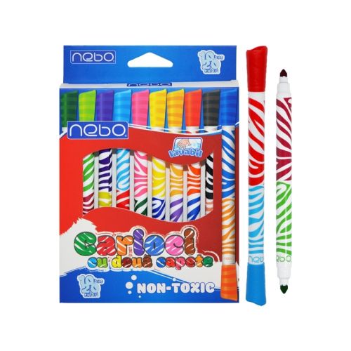 Carioca cu Doua Capete 20 Culori Set 10 Nebo 16853