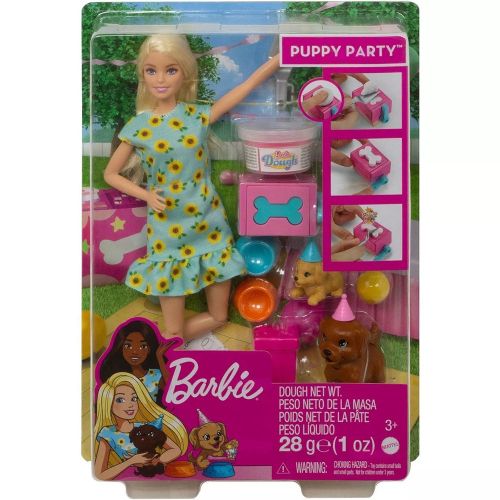 Barbie gama family set papusa cu catelusi mtgvx75